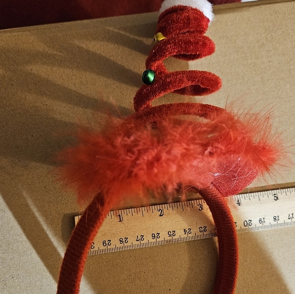 10 Funny Christmas Tree Hair Bands.  Hair Bands red with colored beads. - Picture 8 of 10